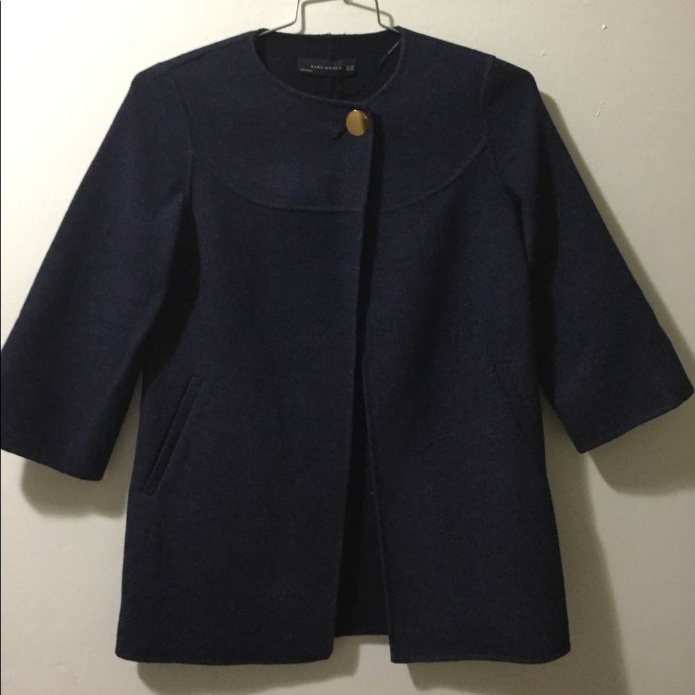 NWT Zara Navy Blue Wool Jacket
